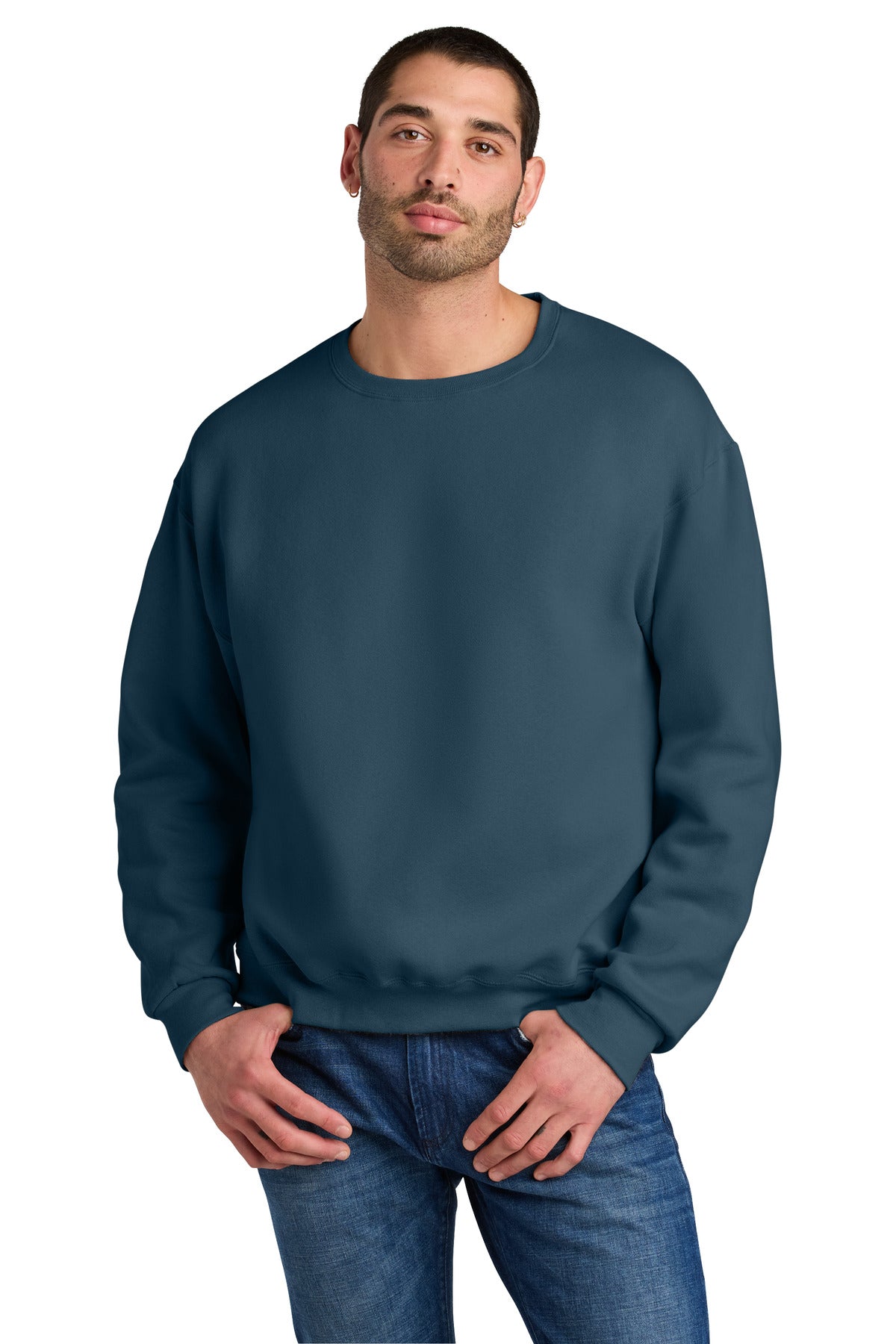 Jerzees Rugged Unisex Crewneck Sweatshirt C12M in Washed Navy