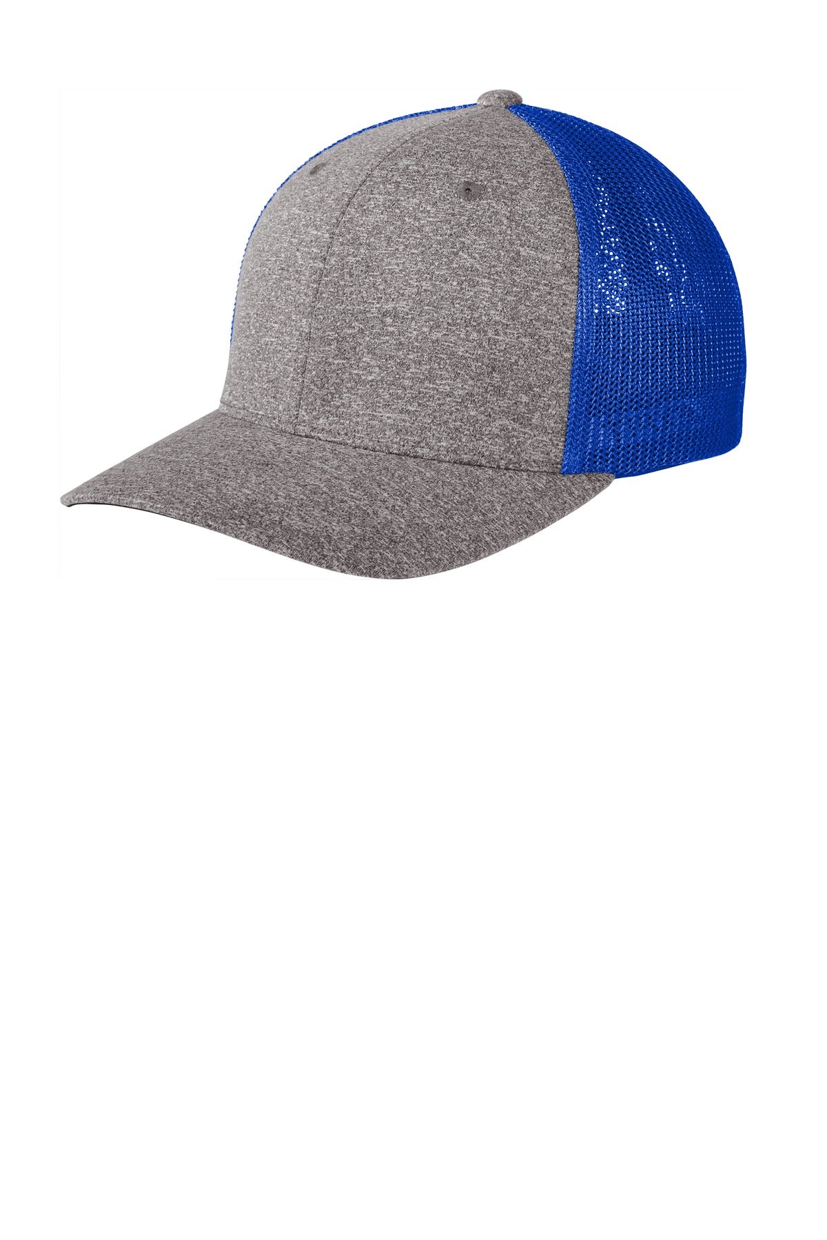 Port Authority  Flexfit  Melange Mesh Back Trucker Cap C302 in True Royal/ Grey Heather