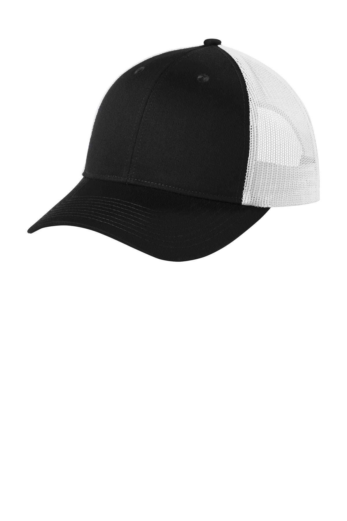 Port Authority  Low-Profile Snapback Trucker Cap C402LP in Black/ White