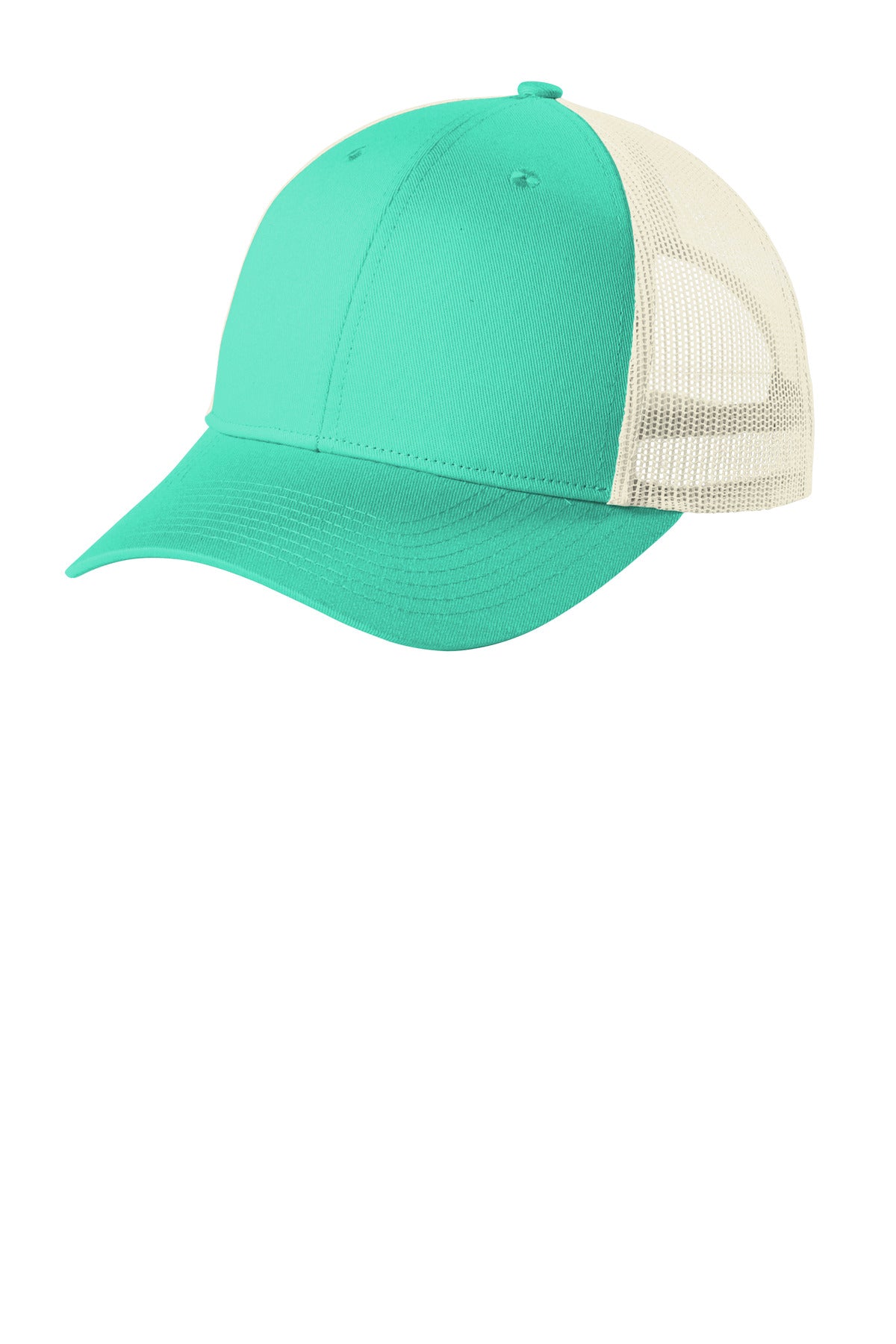 Port Authority  Low-Profile Snapback Trucker Cap C402LP in Bright Seafoam/ Ecru