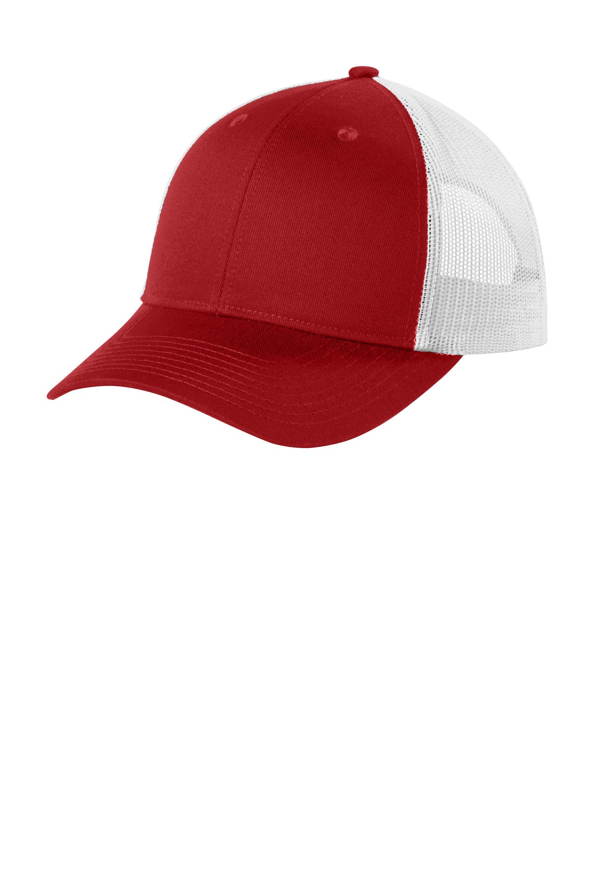 Port Authority  Low-Profile Snapback Trucker Cap C402LP in Flame Red/ White
