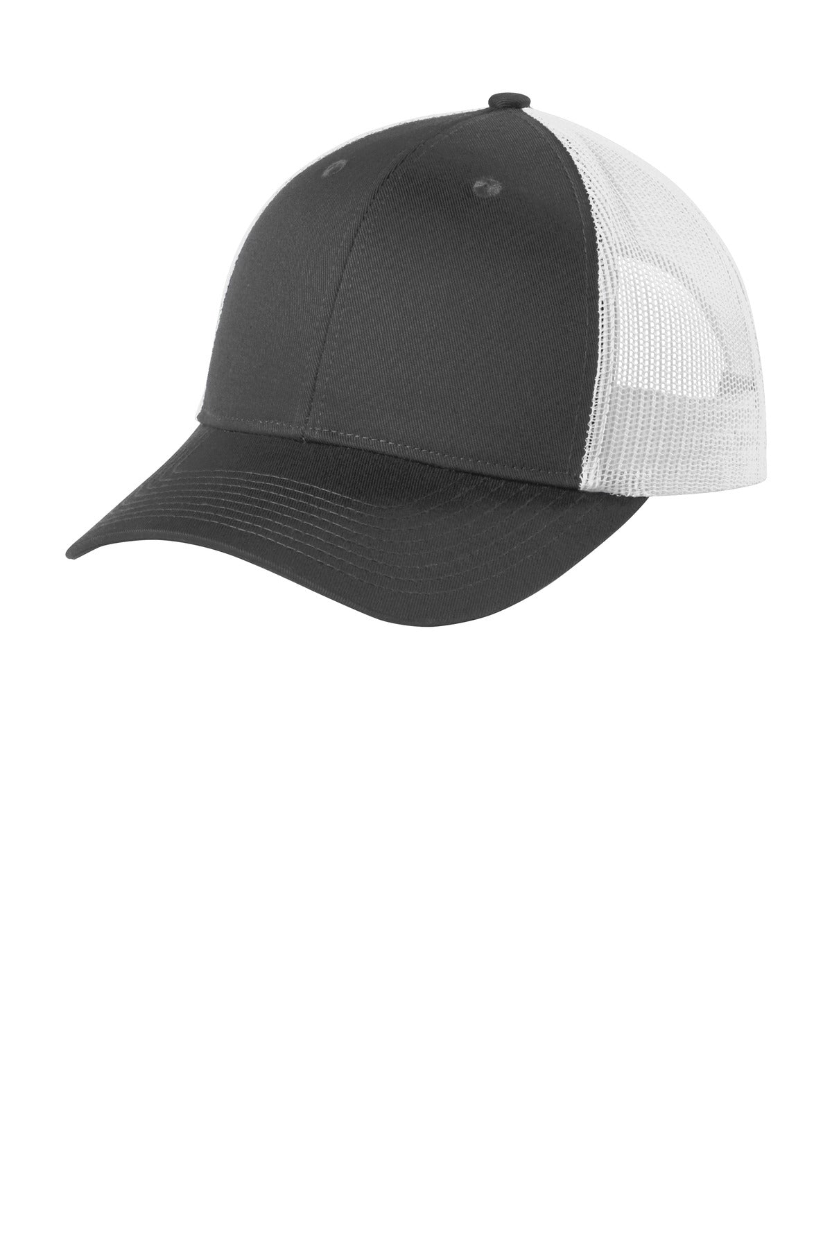 Port Authority  Low-Profile Snapback Trucker Cap C402LP in Grey Steel/ White