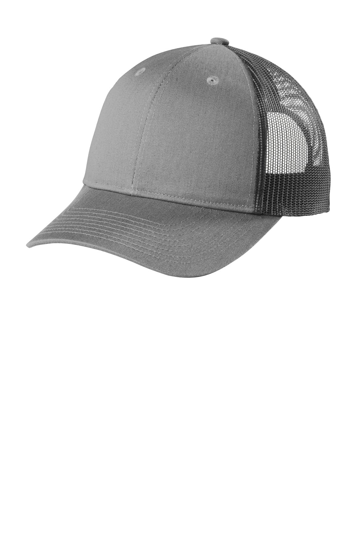 Port Authority  Low-Profile Snapback Trucker Cap C402LP in Heather Grey/ Grey Steel