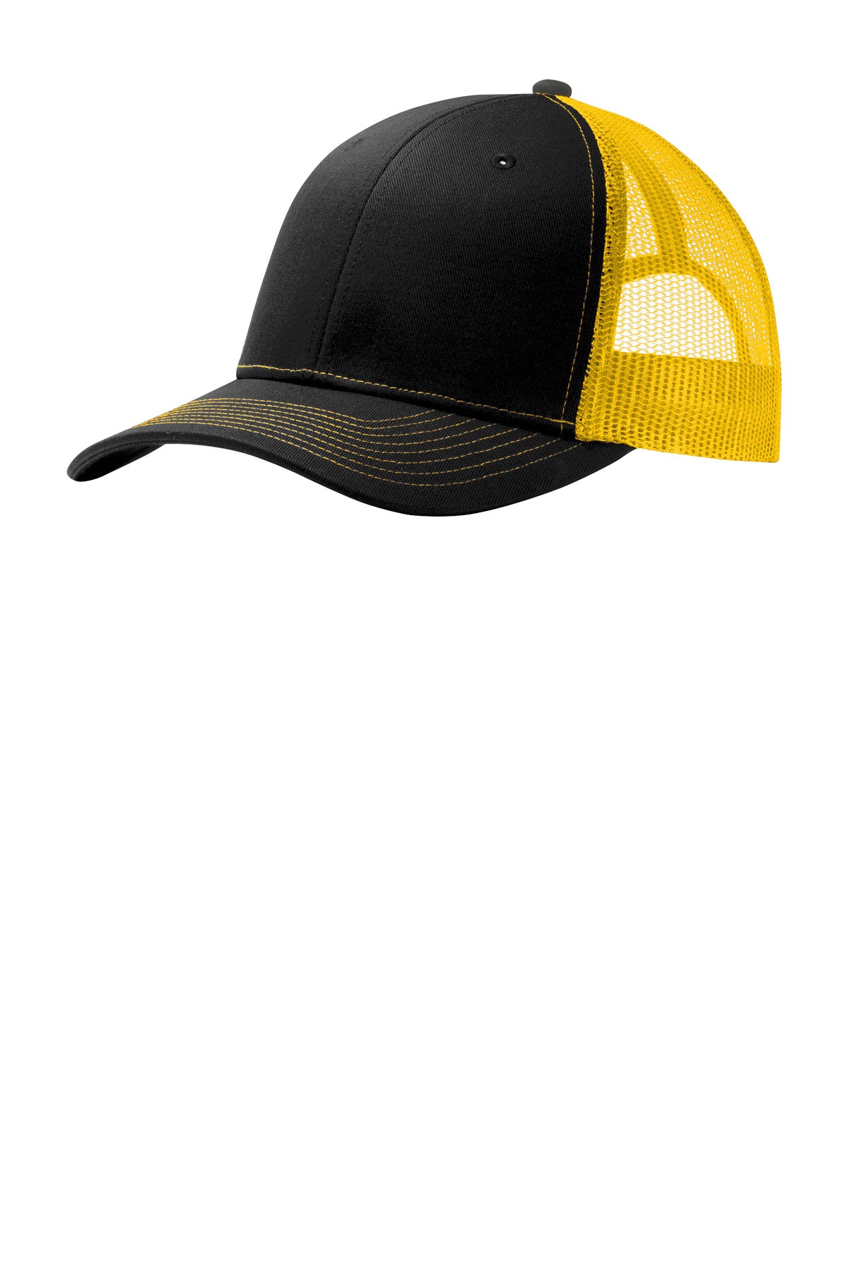 Port Authority Snapback Trucker Cap. C402 in Black/ Gold
