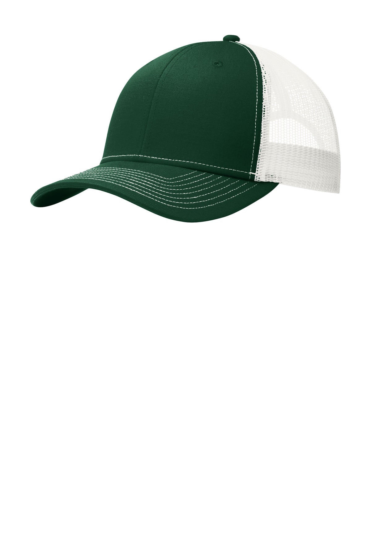 Port Authority Snapback Trucker Cap. C402 in Dark Green/ White