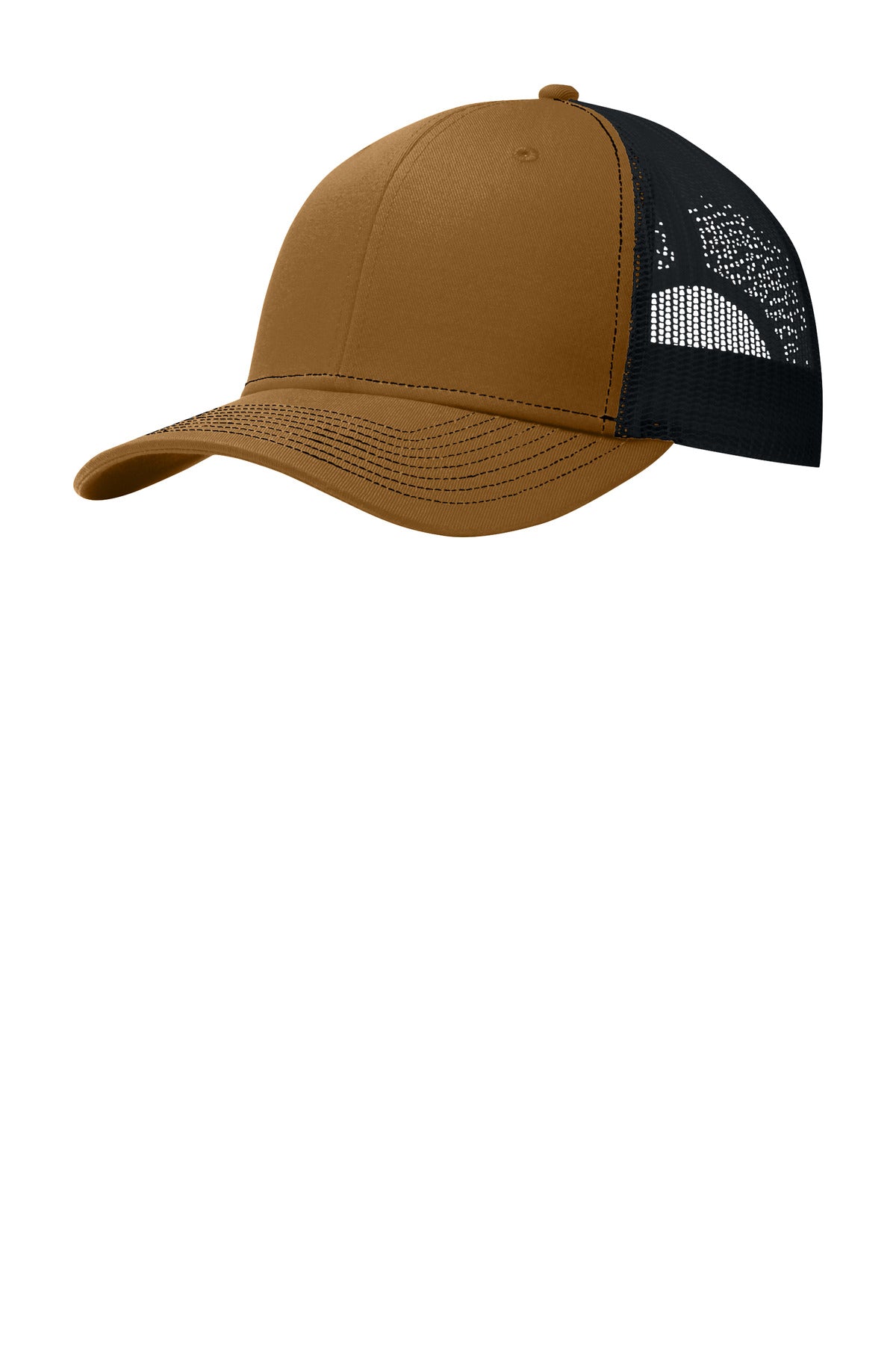 Port Authority Snapback Trucker Cap. C402 in Duck Brown/ Black