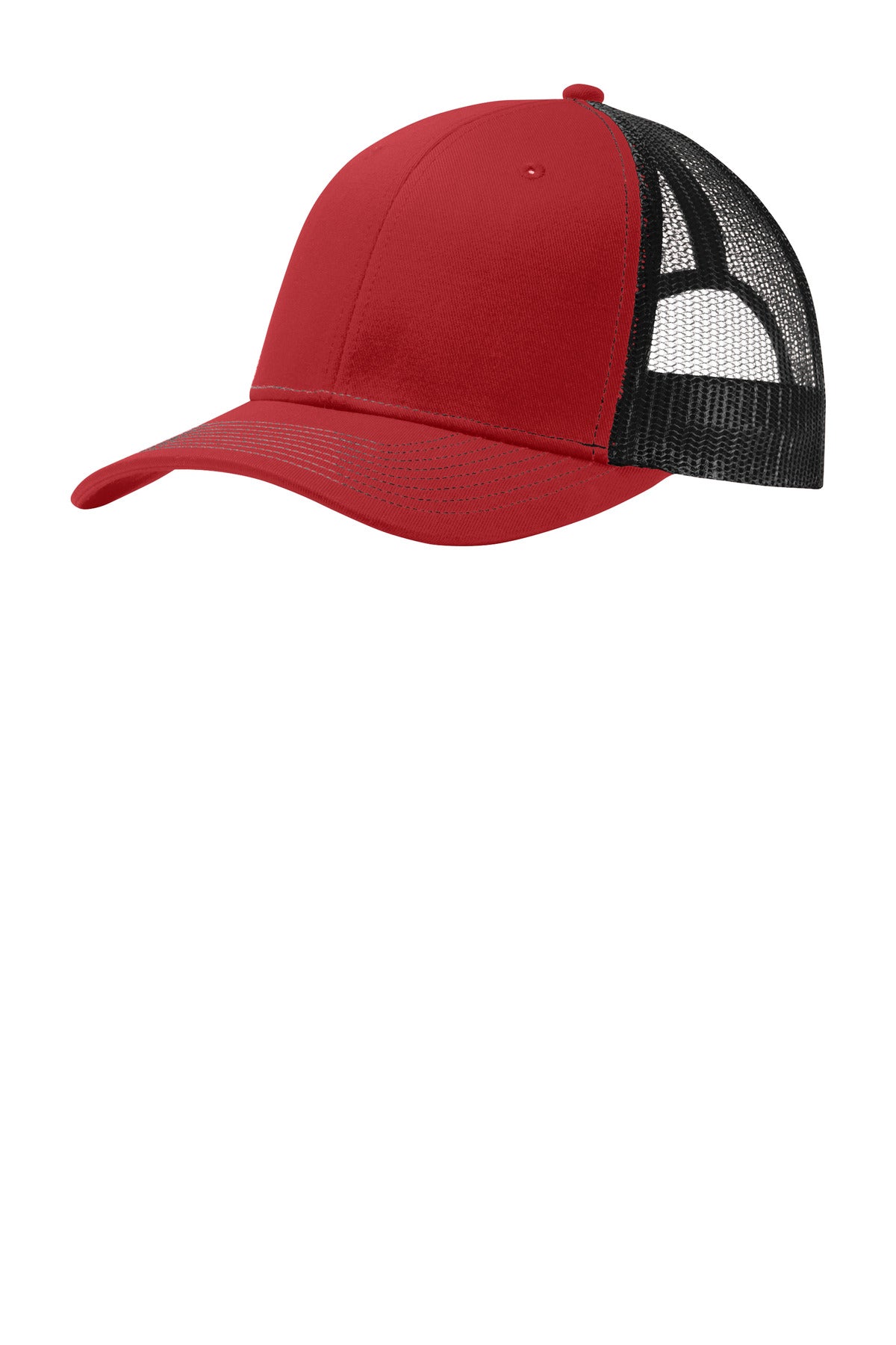 Port Authority Snapback Trucker Cap. C402 in Flame Red/ Black