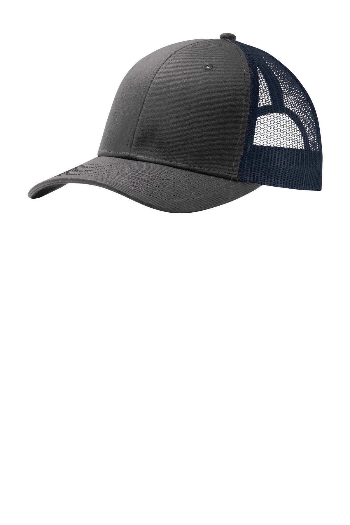 Port Authority Snapback Trucker Cap. C402 in Grey Steel/ True Navy