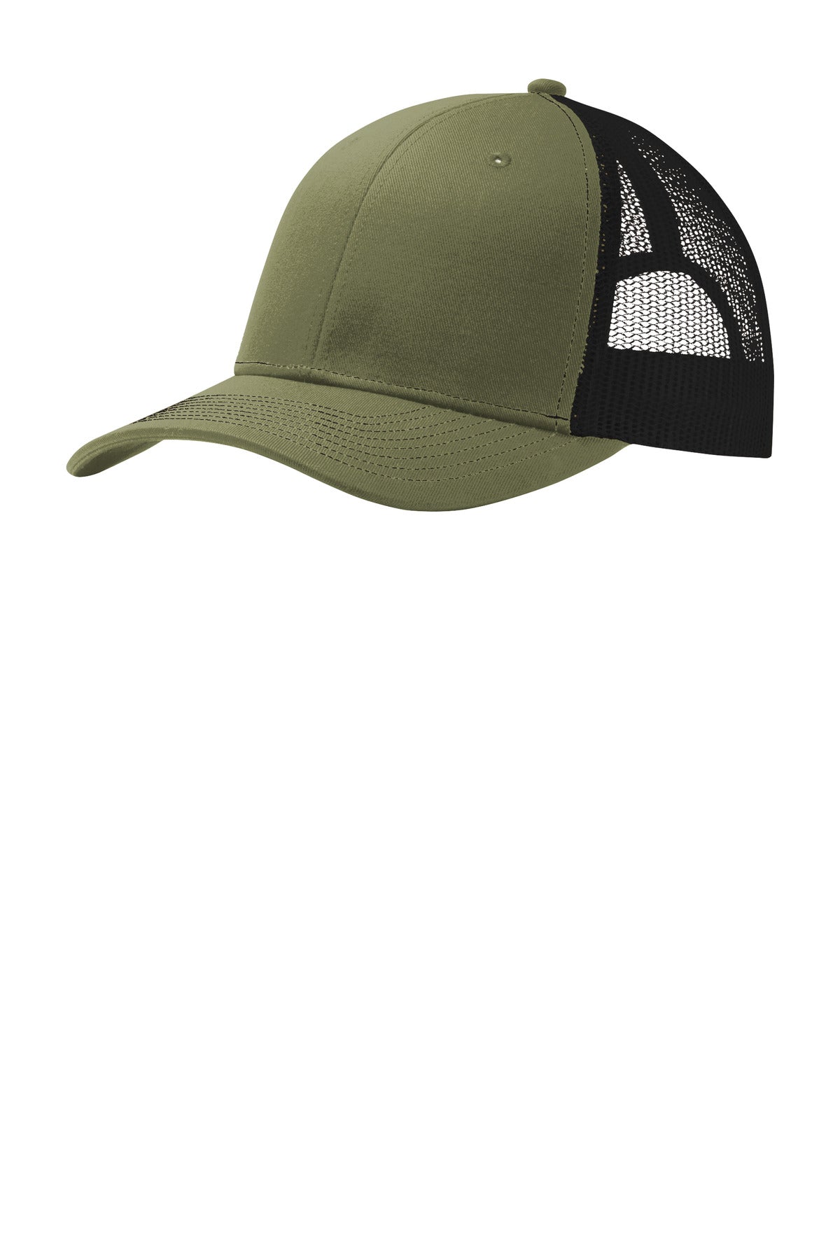 Port Authority Snapback Trucker Cap. C402 in Olive Drab Green/ Black