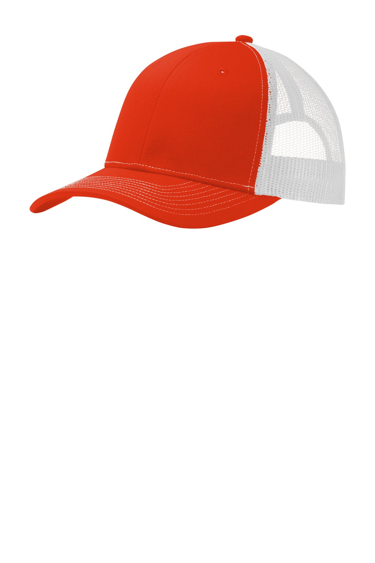 Port Authority Snapback Trucker Cap. C402 in Orange/ White