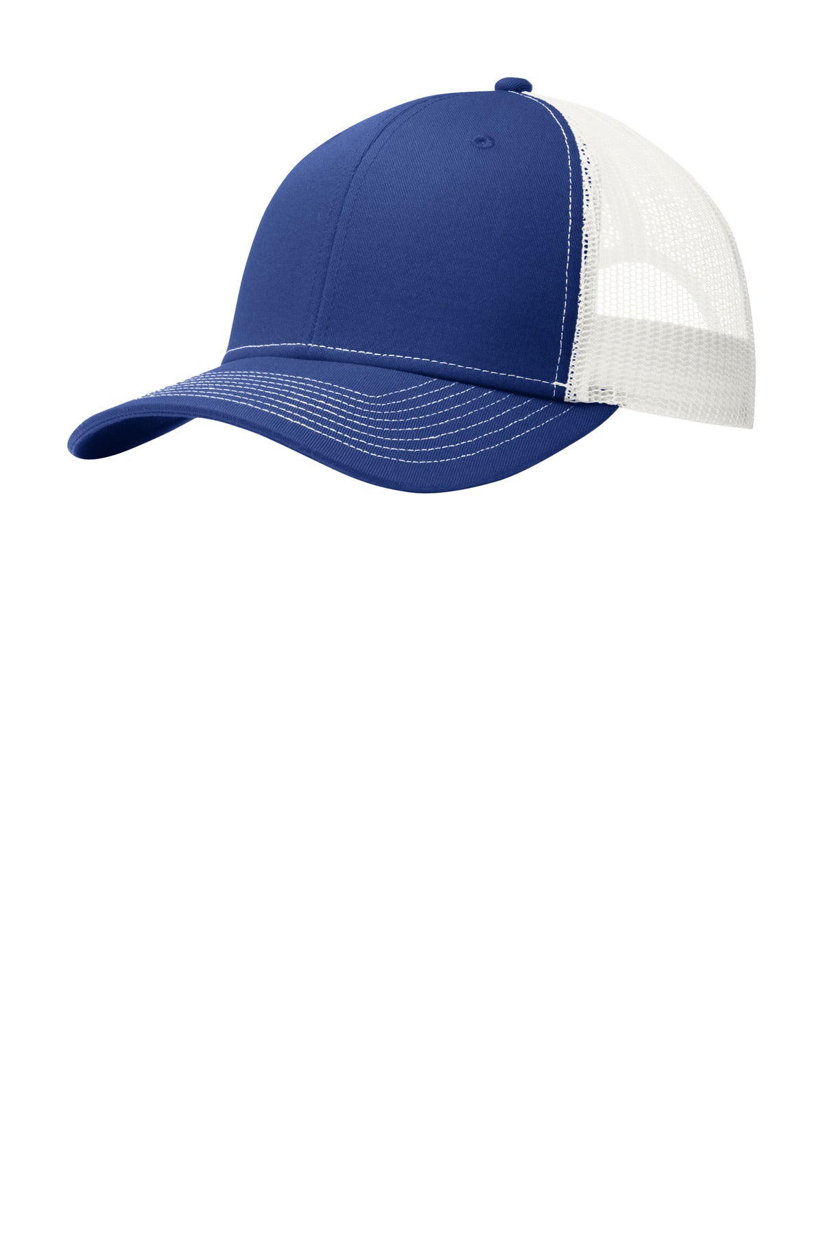 Port Authority Snapback Trucker Cap. C402 in Patriot Blue/ White