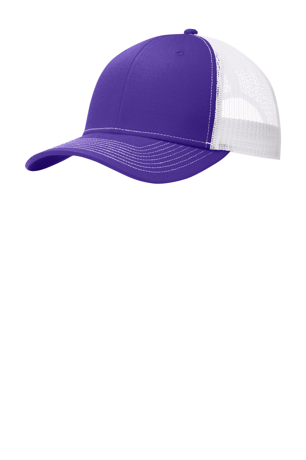 Port Authority Snapback Trucker Cap. C402 in Purple/ White