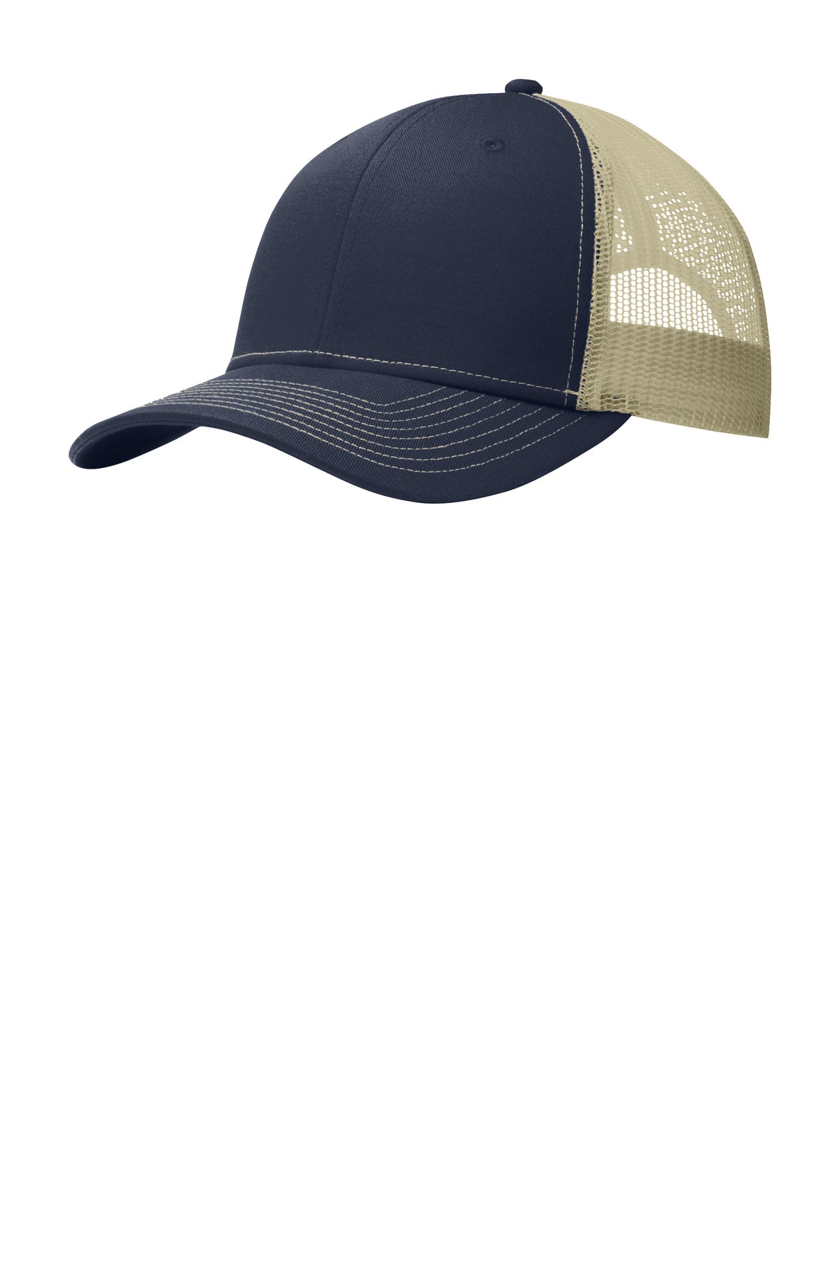 Port Authority Snapback Trucker Cap. C402 in Rich Navy/ True Khaki