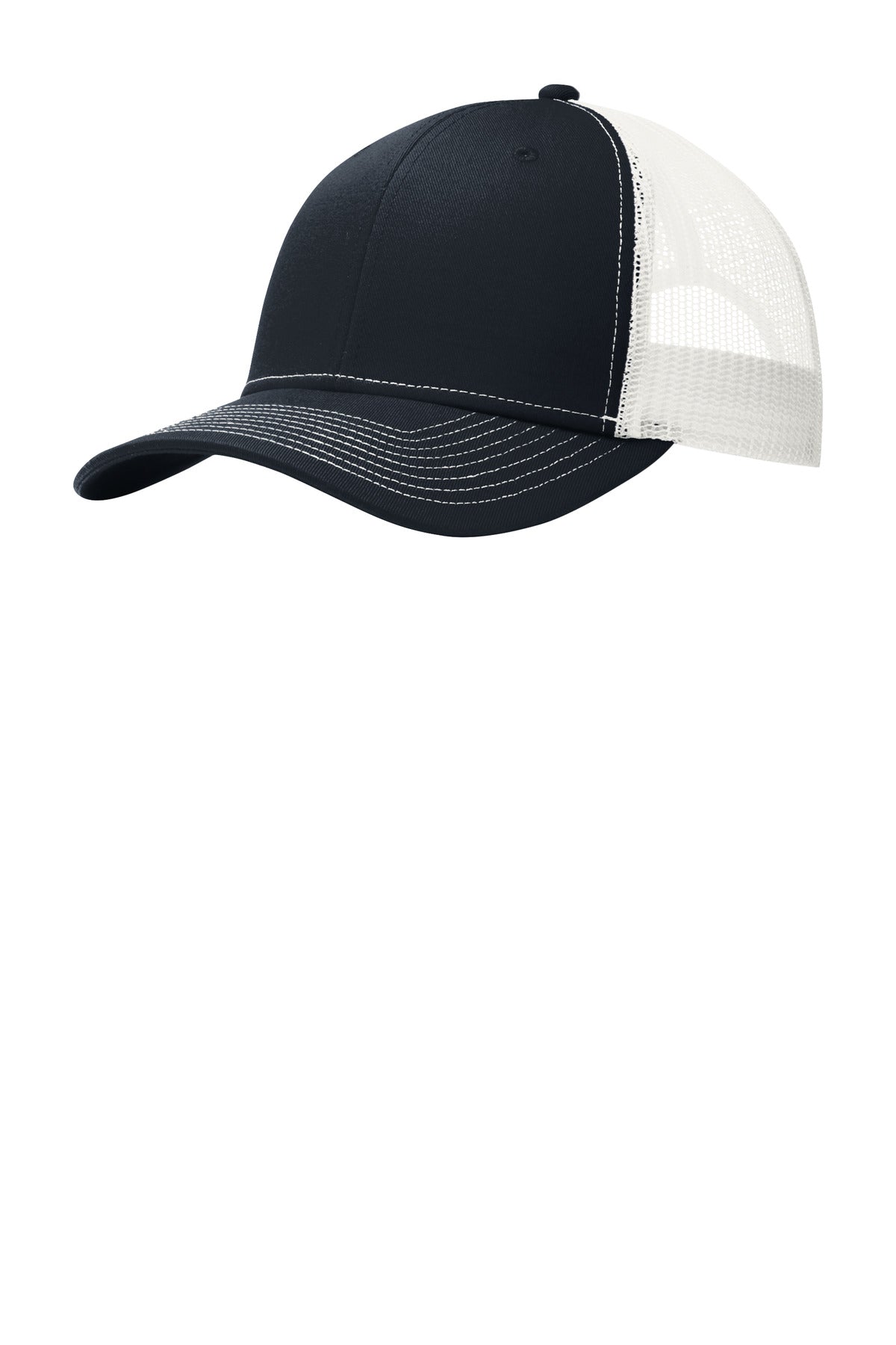 Port Authority Snapback Trucker Cap. C402 in Rich Navy/ White