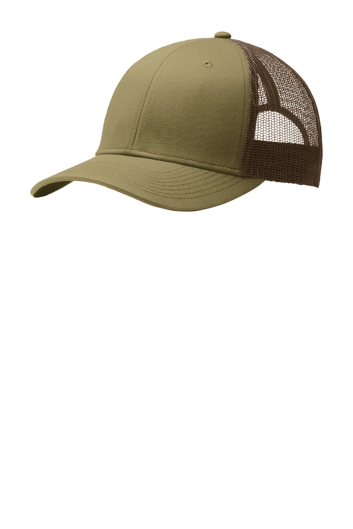 Port Authority Snapback Trucker Cap. C402 in True Khaki/ Coffee