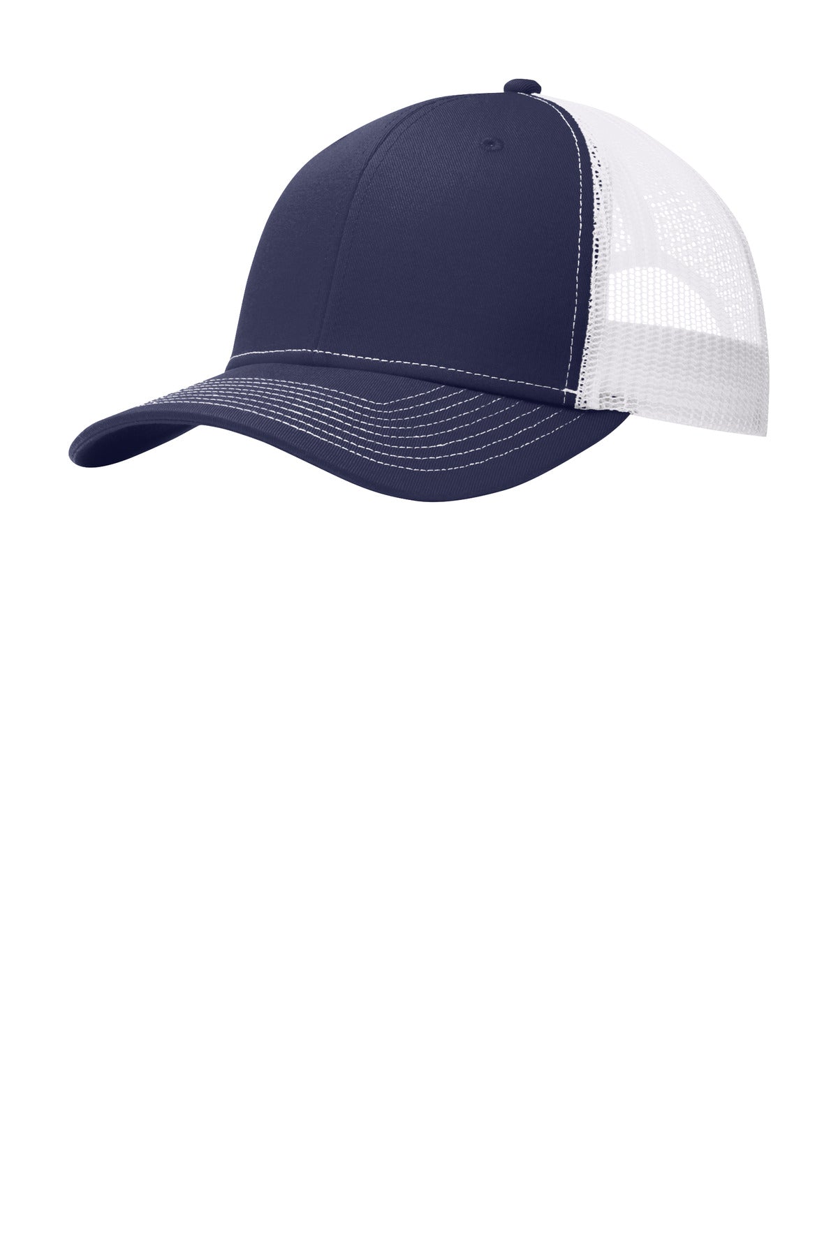 Port Authority Snapback Trucker Cap. C402 in True Navy/ White