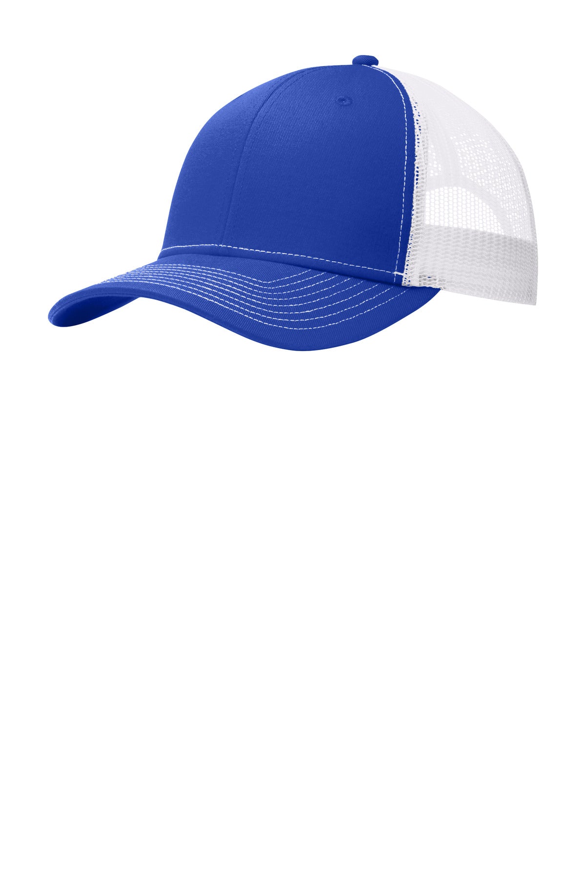 Port Authority Snapback Trucker Cap. C402 in True Royal/ White