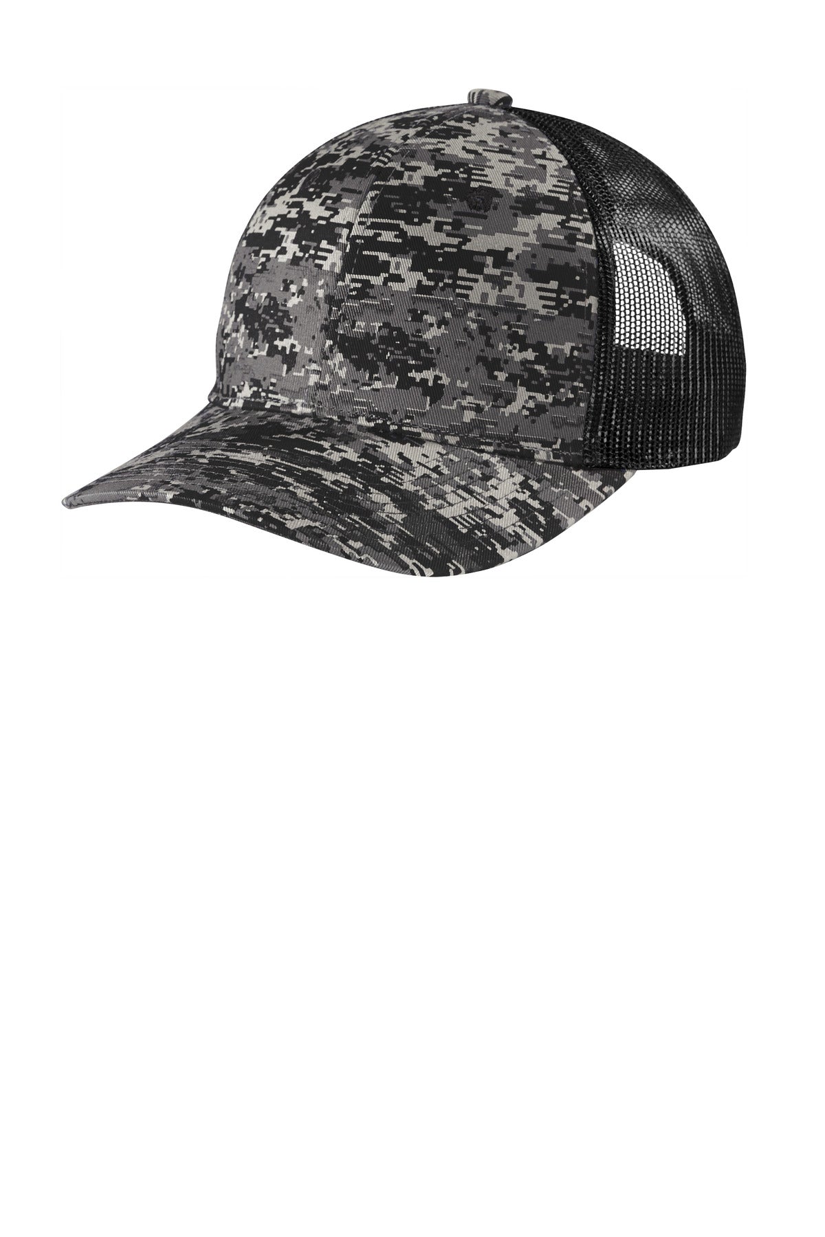 Port Authority  Digi Camo Snapback Trucker Cap C404 in Black Digi/ Black