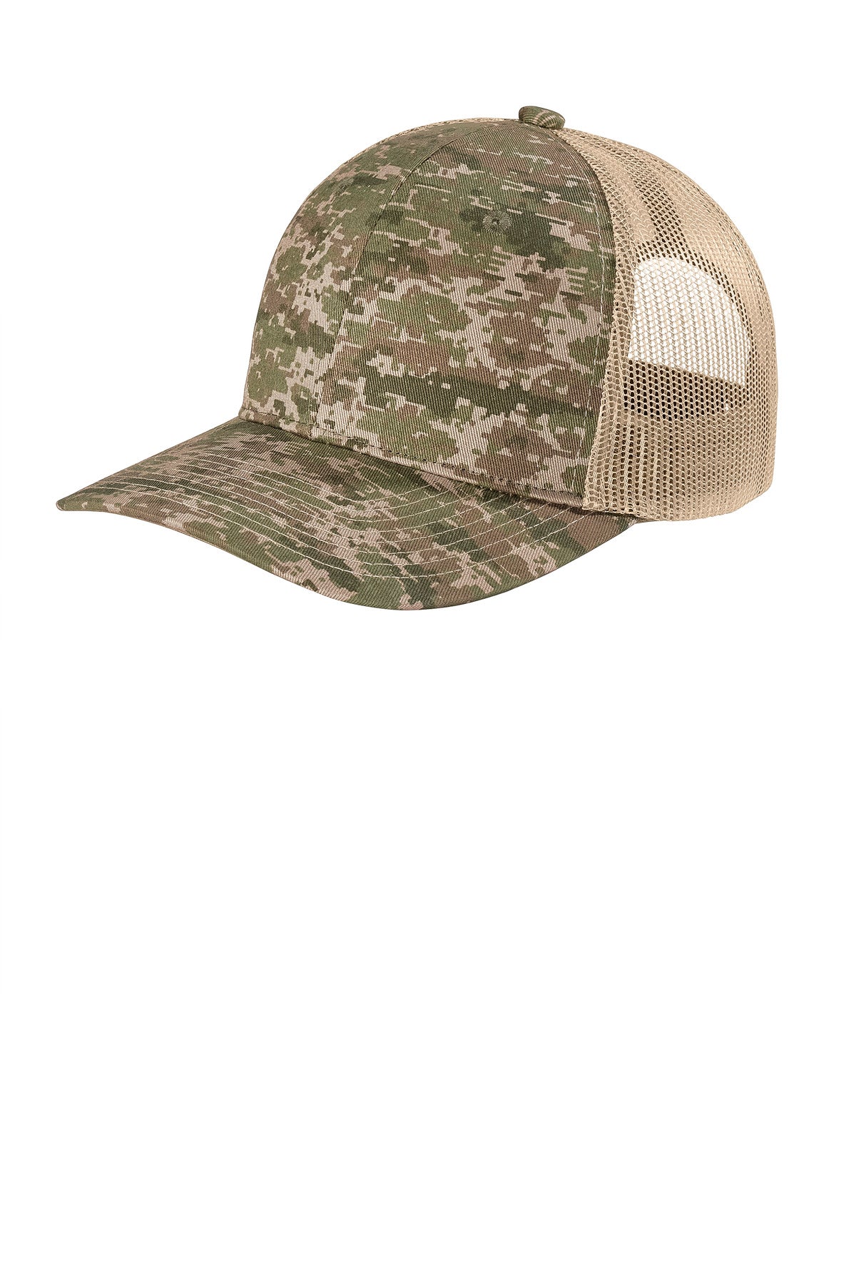 Port Authority  Digi Camo Snapback Trucker Cap C404 in Olive Drab Green Digi/ Coyote Brown