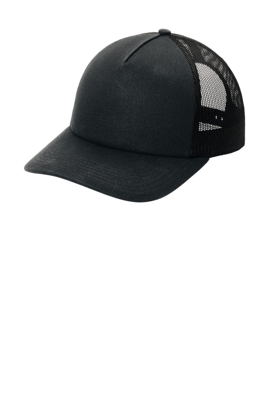 Port Authority Low-Profile Snapback 5-Panel Trucker Cap C405LP in Black/ Black