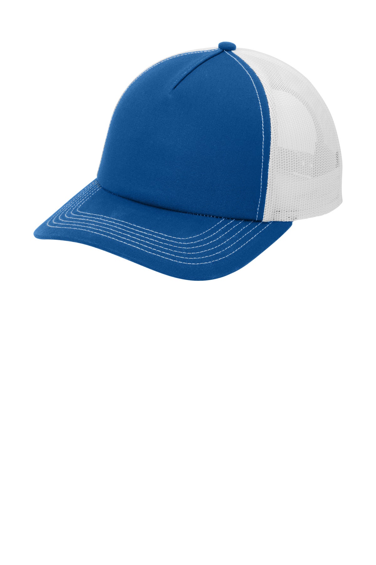 Port Authority Low-Profile Snapback 5-Panel Trucker Cap C405LP in Patriot Blue/ White