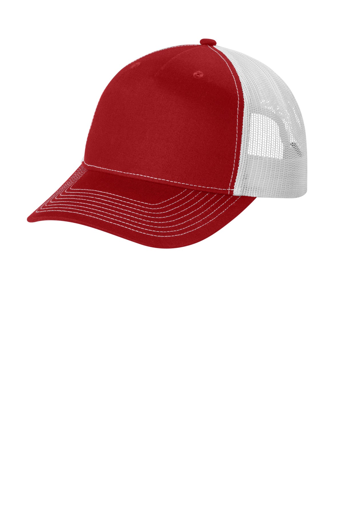 Port Authority Snapback Five-Panel Trucker Cap C405 in Flame Red/ White