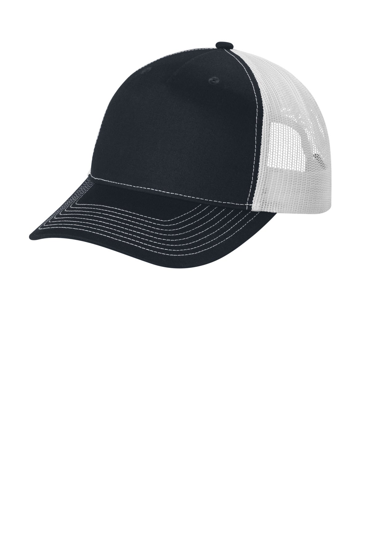 Port Authority Snapback Five-Panel Trucker Cap C405 in Rich Navy/ White