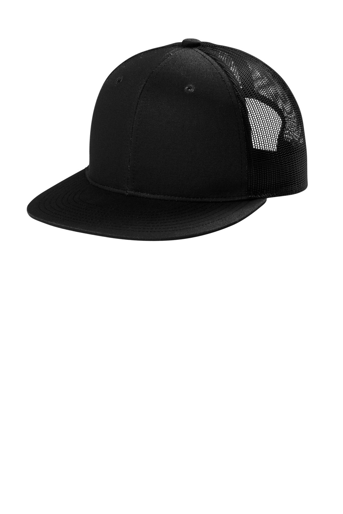Port Authority Snapback Flat Bill Trucker Cap C407 in Black