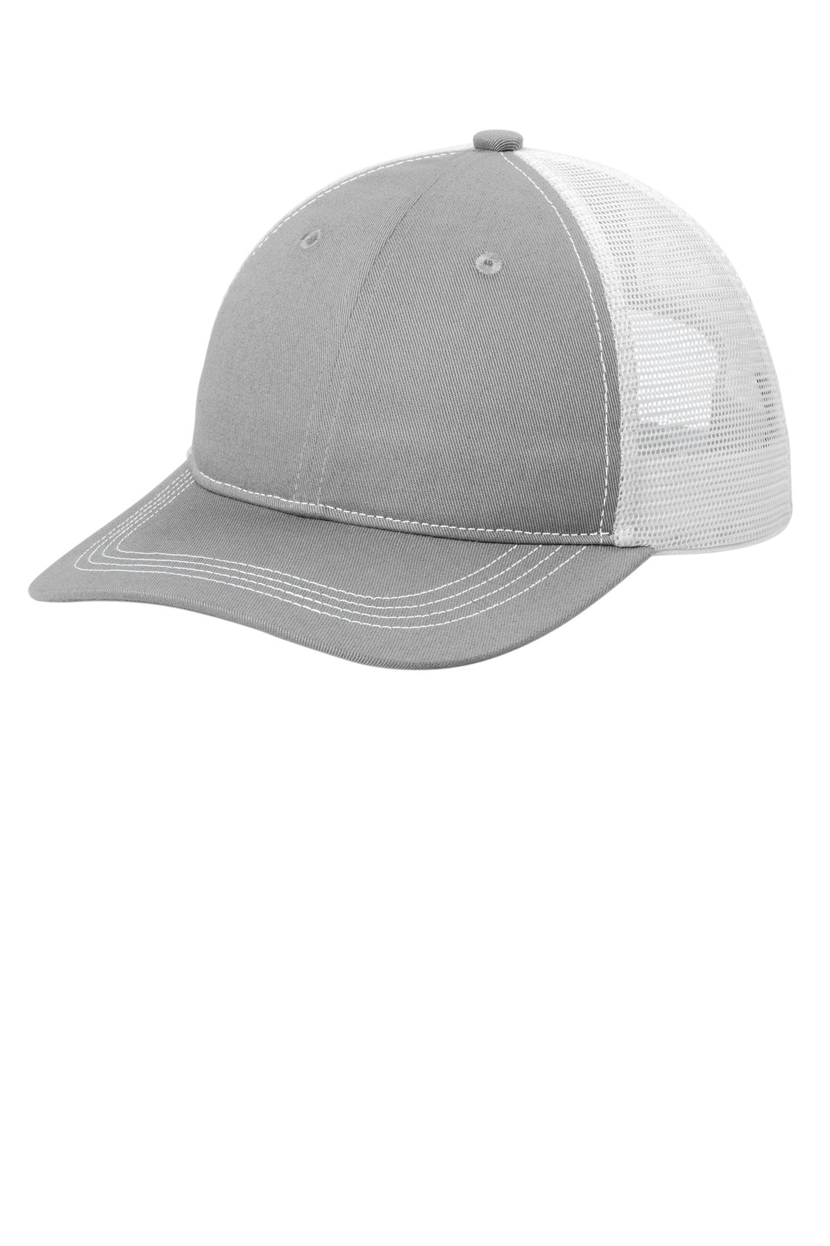 Port Authority Unstructured Snapback Trucker Cap C409 in Gusty Grey/ White