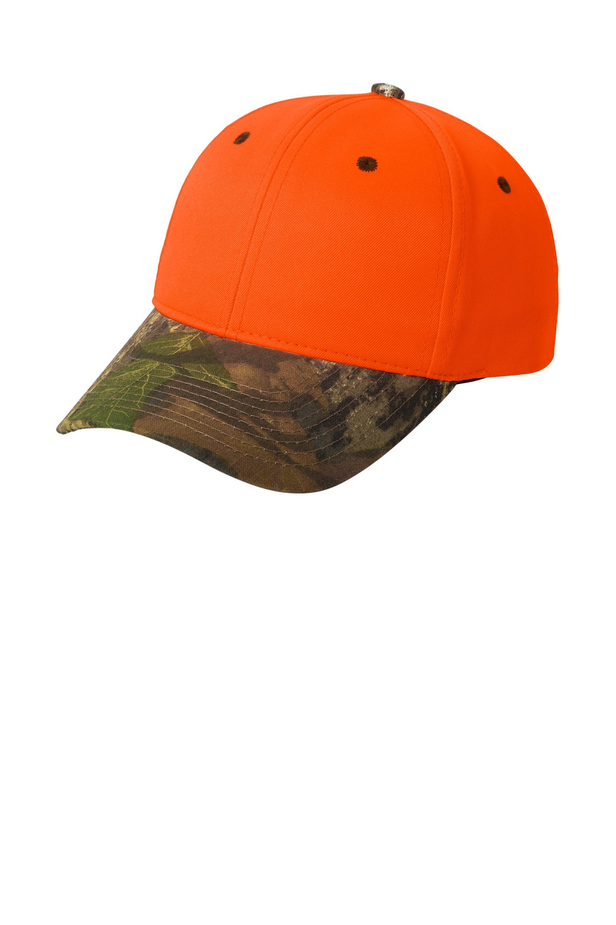 Port Authority Enhanced Visibility Cap with Camo Brim. C804 in Orange Blaze/ Mossy Oak New Break-Up
