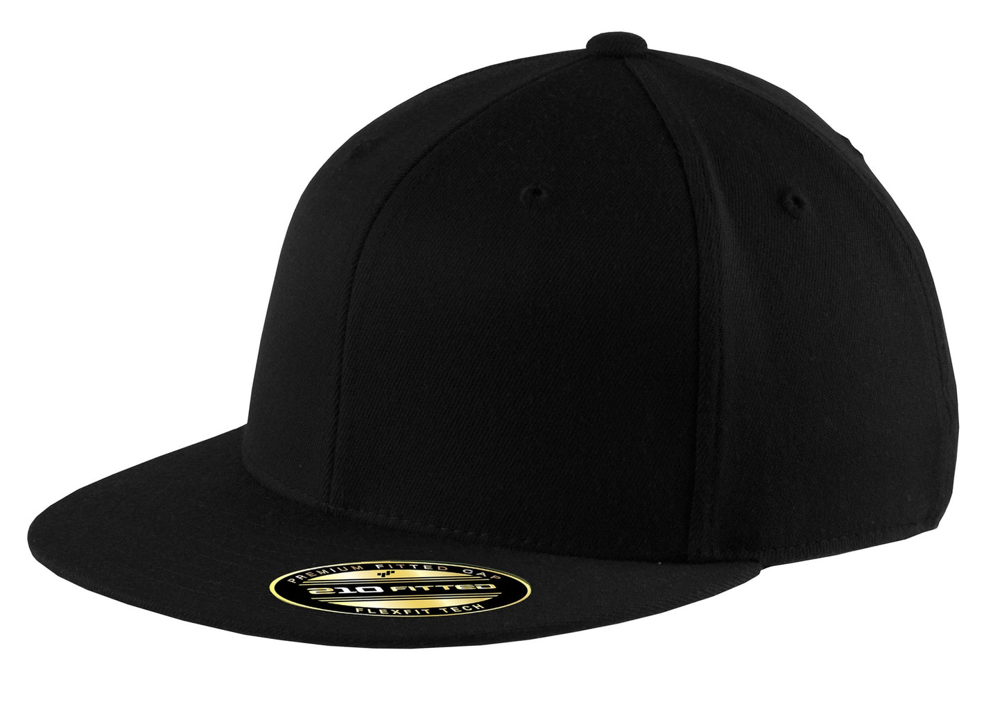 Port Authority Flexfit 210 Flat Bill Cap. C808 in Black
