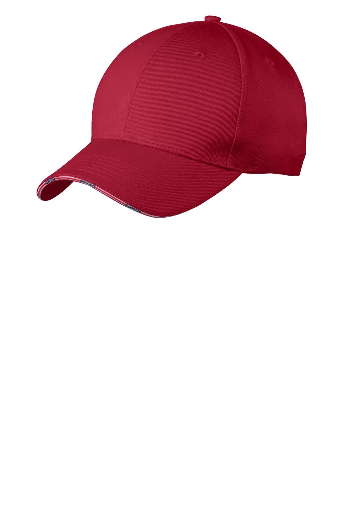 Port Authority Americana Flag Sandwich Cap. C829 in Deep Red
