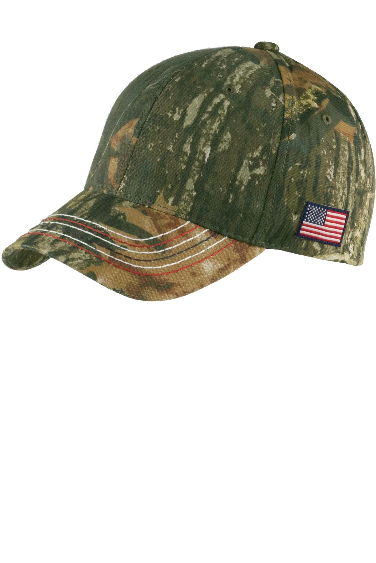 Port Authority Americana Contrast Stitch Camouflage Cap. C909 in Mossy Oak New Break-Up