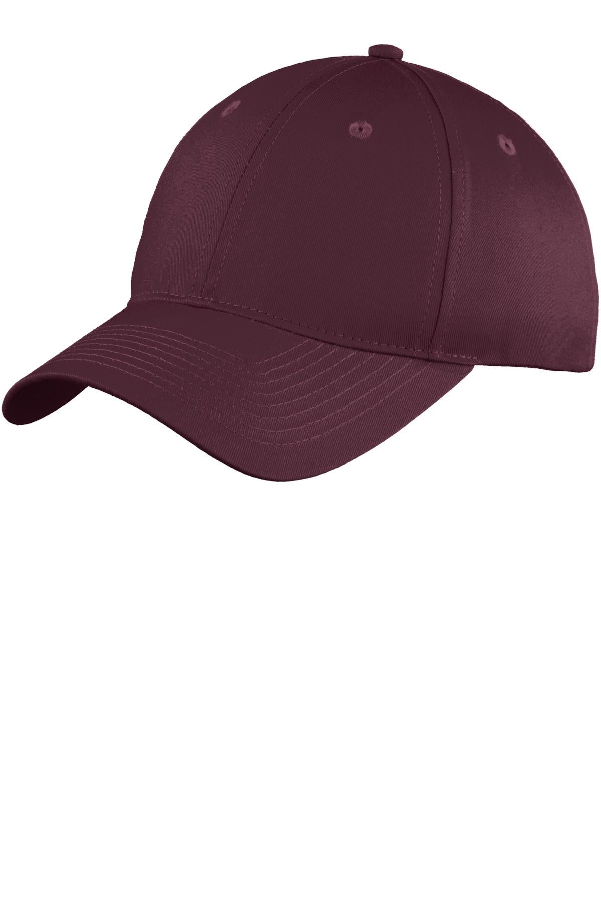 Port Authority Six-Panel Unstructured Twill Cap. C914 in Maroon