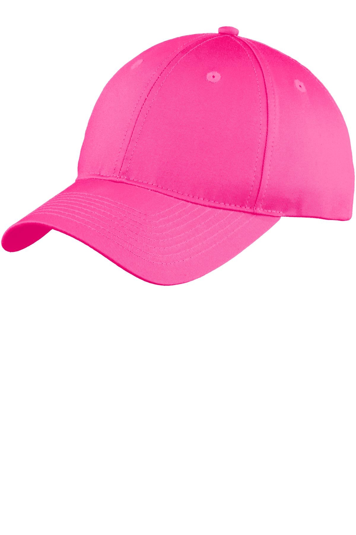 Port Authority Six-Panel Unstructured Twill Cap. C914 in Neon Pink