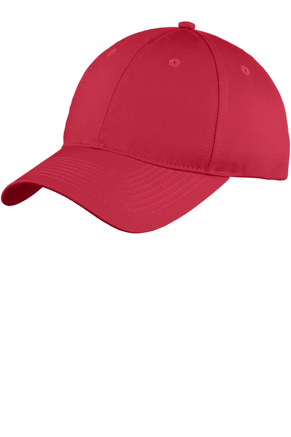 Port Authority Six-Panel Unstructured Twill Cap. C914 in Red
