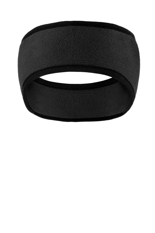 Port Authority Two-Color Fleece Headband. C916 in Black/ Black