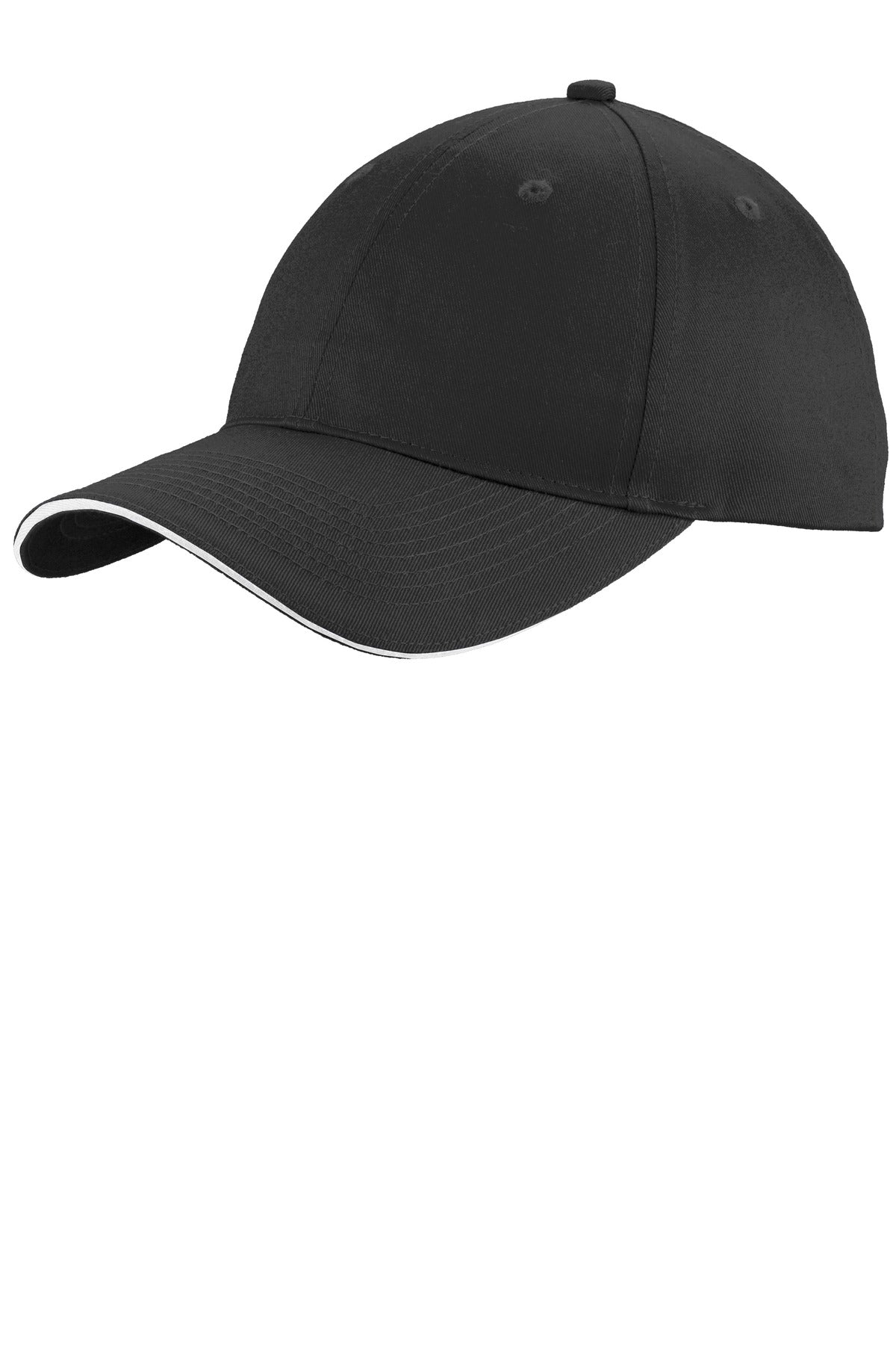 Port Authority Unstructured Sandwich Bill Cap. C919 in Black/ White