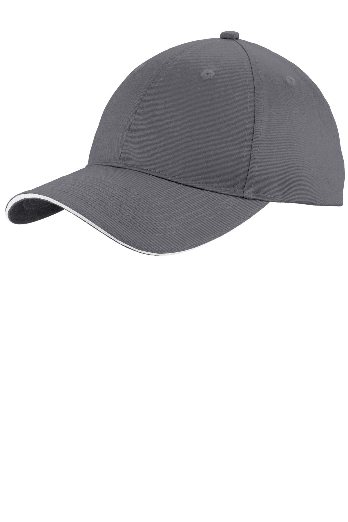 Port Authority Unstructured Sandwich Bill Cap. C919 in Charcoal/ White