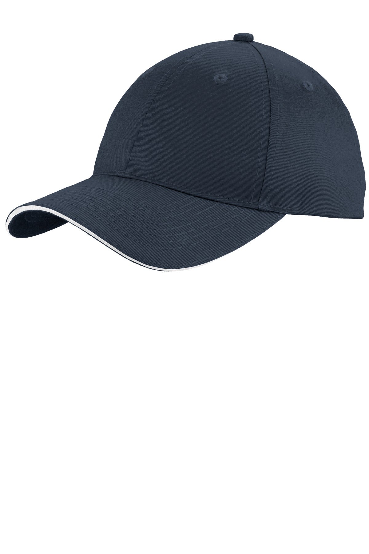 Port Authority Unstructured Sandwich Bill Cap. C919 in Navy/ White