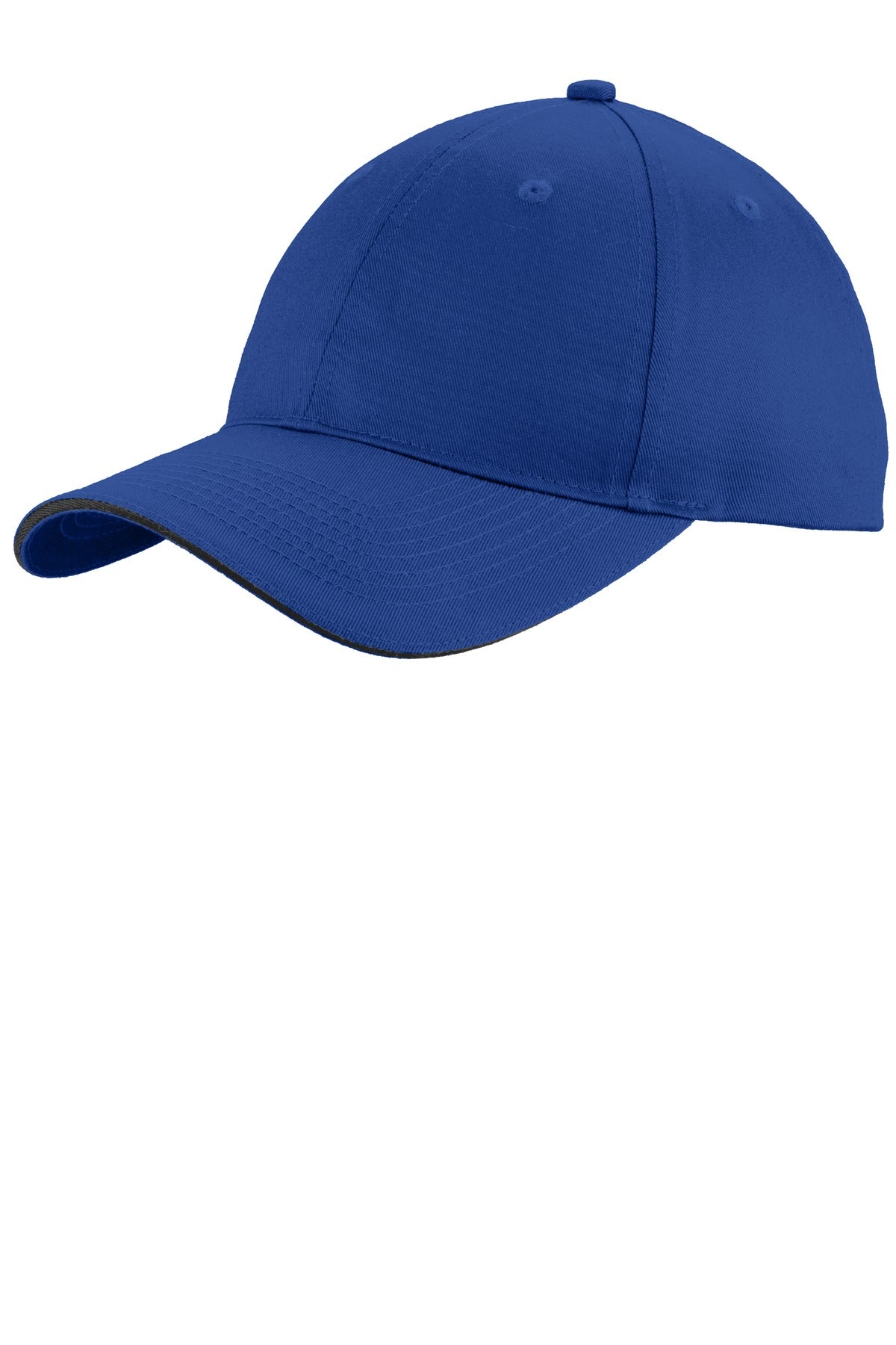 Port Authority Unstructured Sandwich Bill Cap. C919 in Royal/ Black