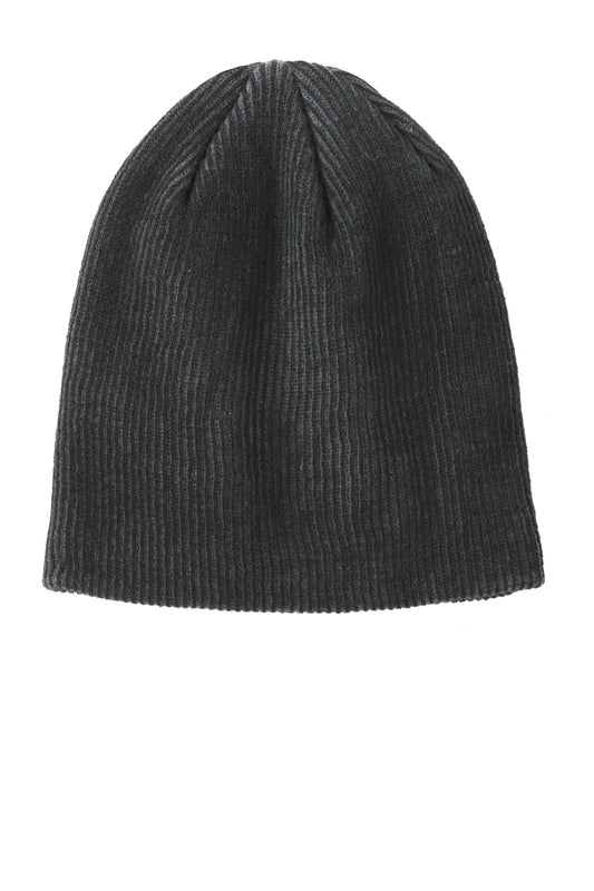 Port Authority Rib Knit Slouch Beanie. C935 in Black/ Iron Grey