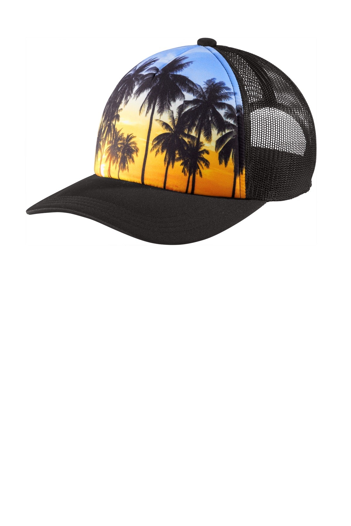 Port Authority  Photo Real Snapback Trucker Cap C950 in Palm Trees