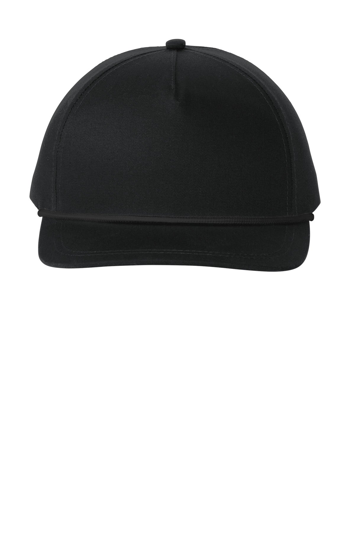 Port Authority Snapback Five-Panel Rope Cap C962 in Black/ Black