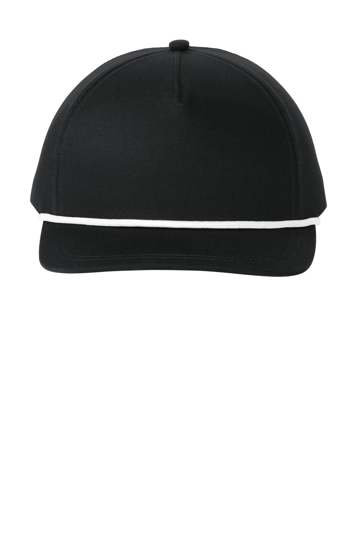 Port Authority Snapback Five-Panel Rope Cap C962 in Black/ White