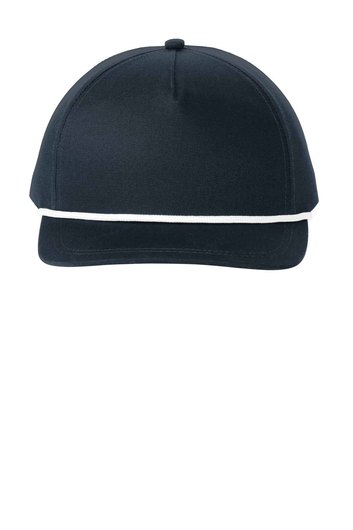 Port Authority Snapback Five-Panel Rope Cap C962 in Navy/ White