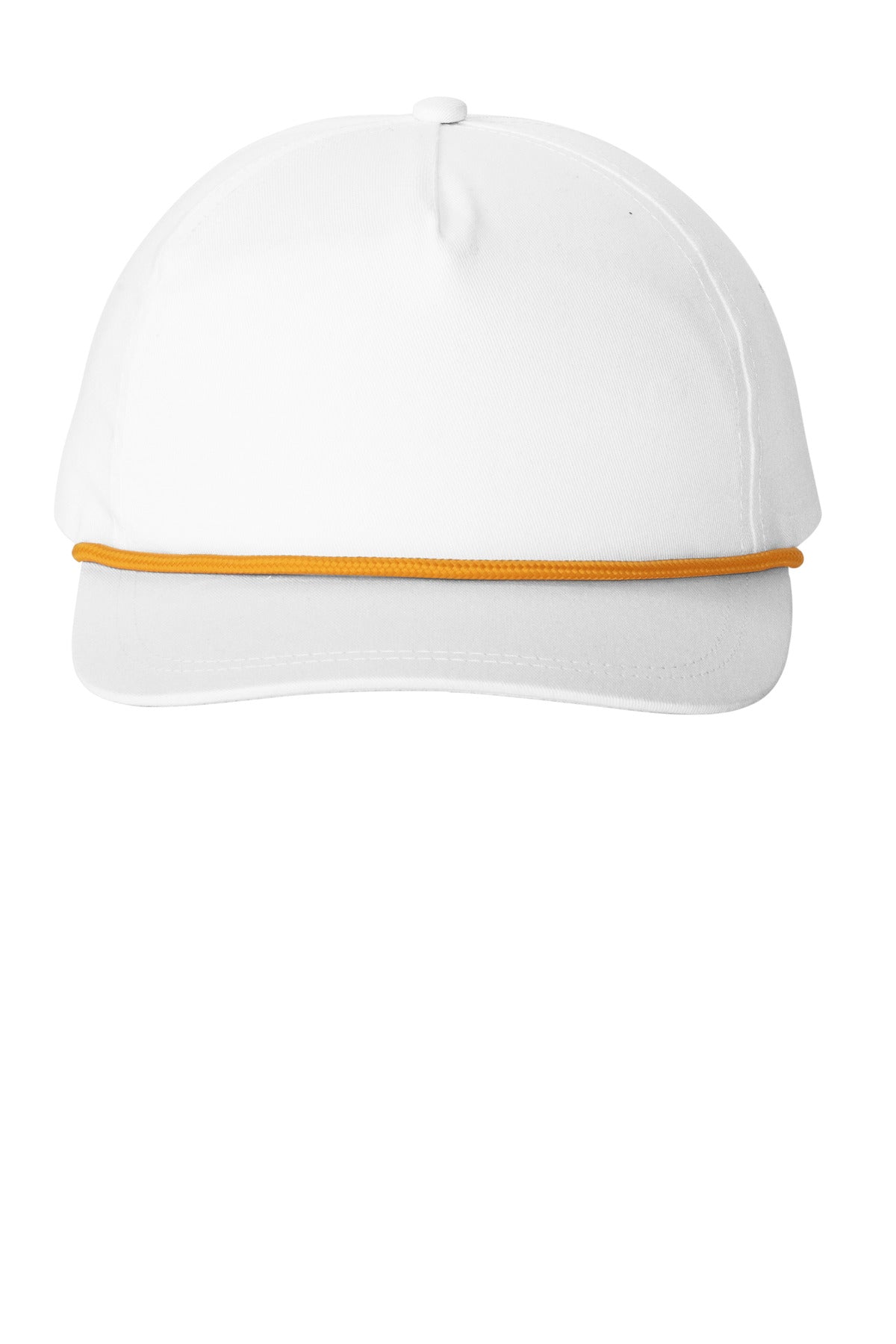 Port Authority Snapback Five-Panel Rope Cap C962 in White/ Athletic Gold