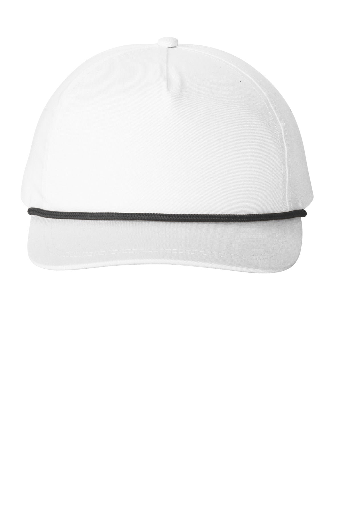 Port Authority Snapback Five-Panel Rope Cap C962 in White/ Black