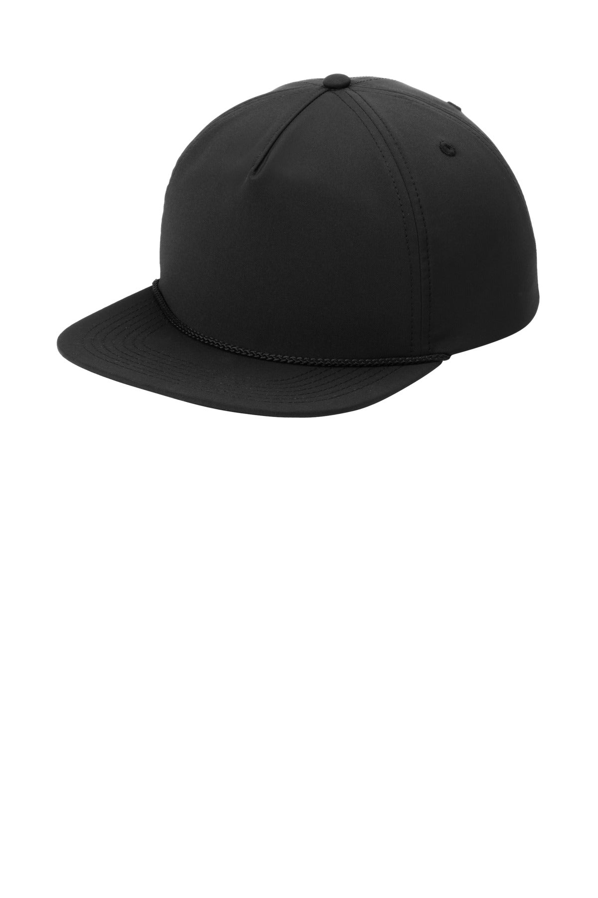 Port Authority 5-Panel Poly Rope Cap C981 in Black/ Black