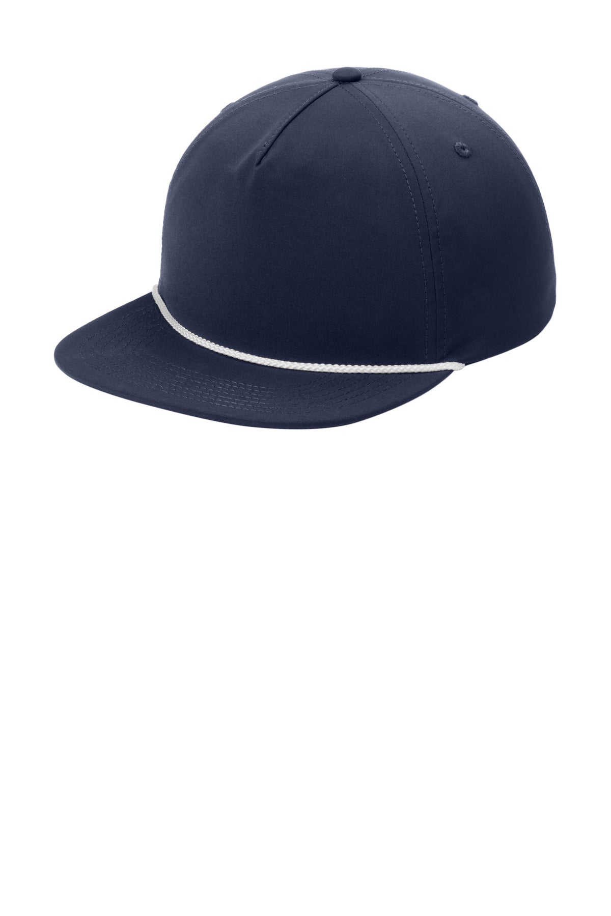 Port Authority 5-Panel Poly Rope Cap C981 in River Blue Navy/ White